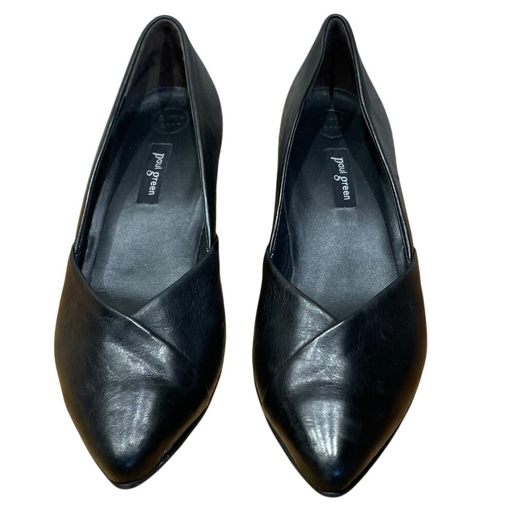 Paul Green Rendi Pointed Toe Pump Black Leather Size 3.5 (US 6) Good Condition
